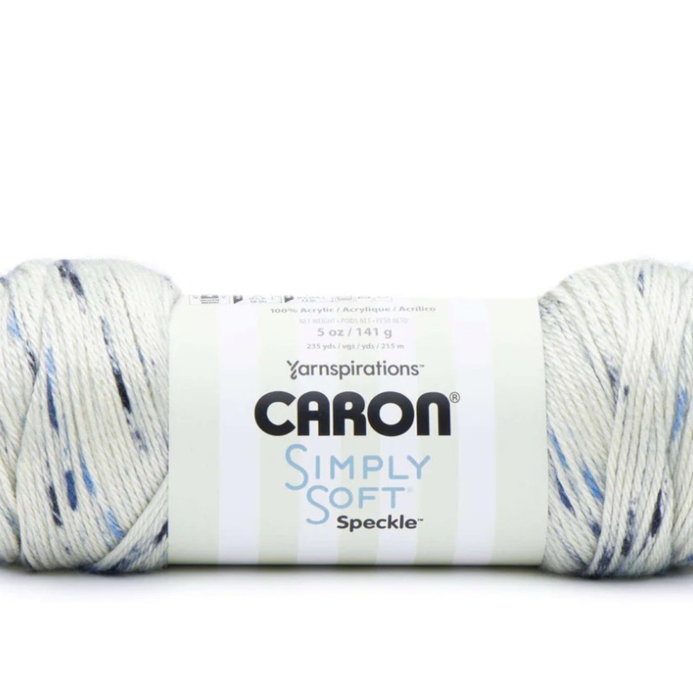 3/15$ ✨ Caron Simply Soft Speckle blue gingham Yarn - White with Blue Speckles